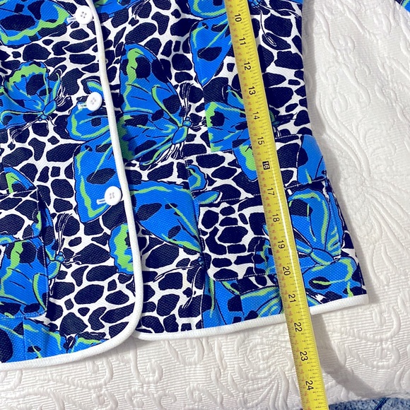 City Silk Stretch Blue Butterfly Blazer - Picture 6 of 7